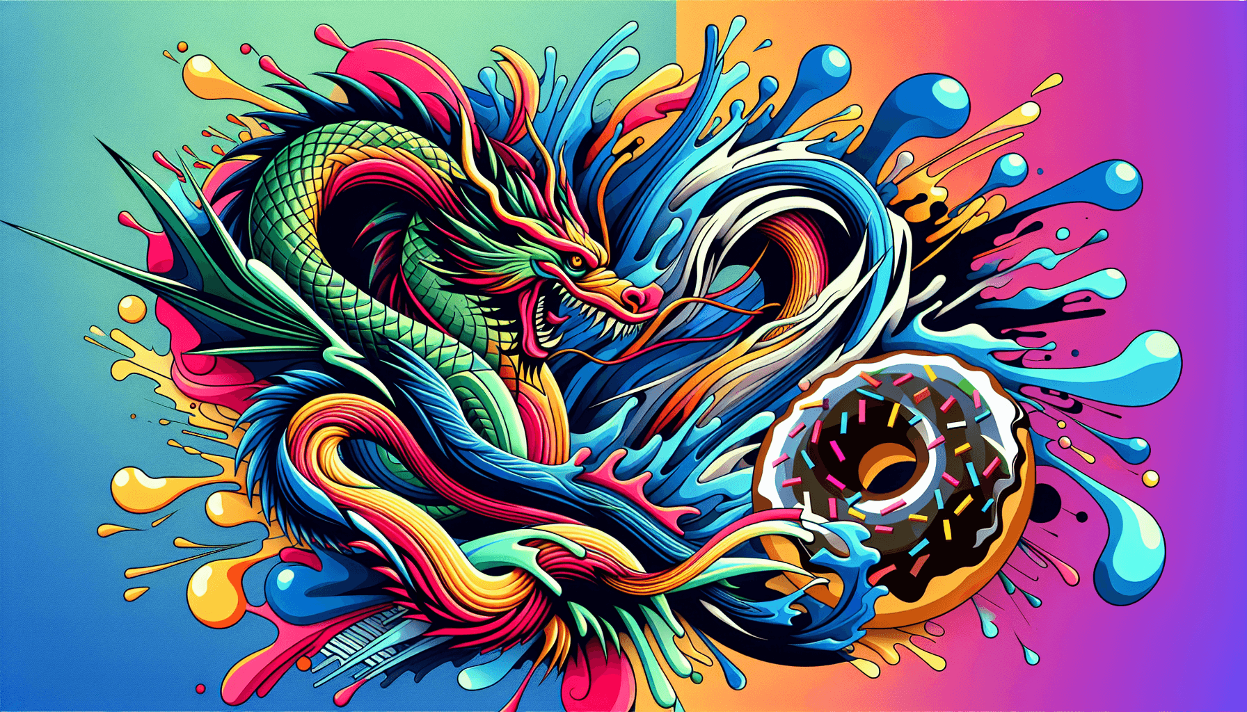 Abstract artwork for Dragons and Doughnuts