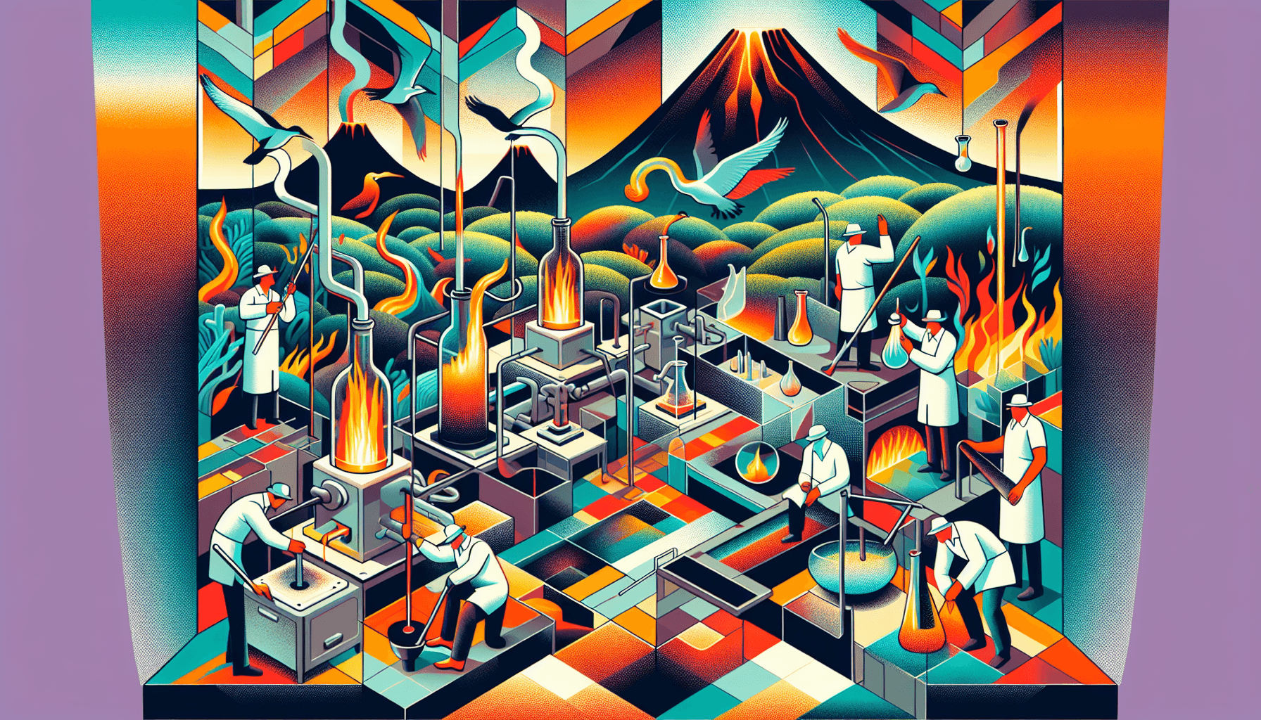 Abstract artwork for Glassblowers and Galapagos