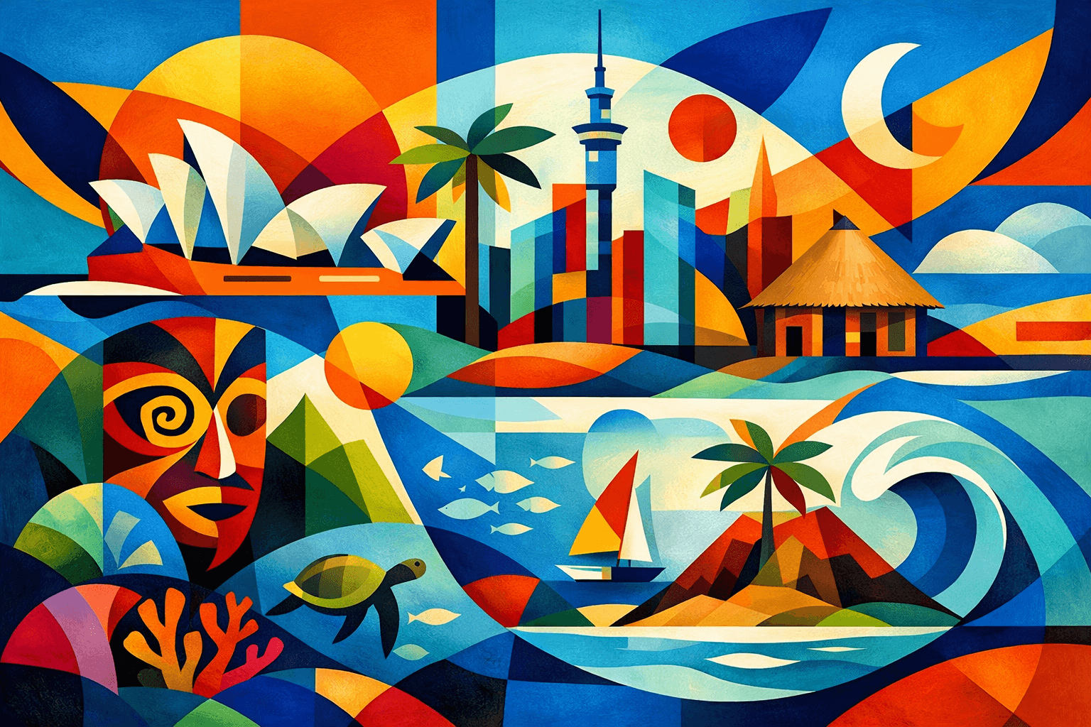 Abstract artwork for Capitals of oceania