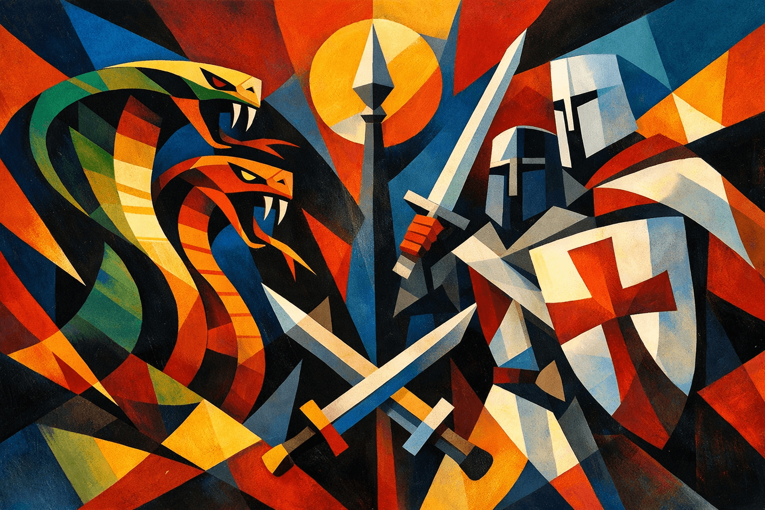 Abstract artwork for Cobras and Crusaders