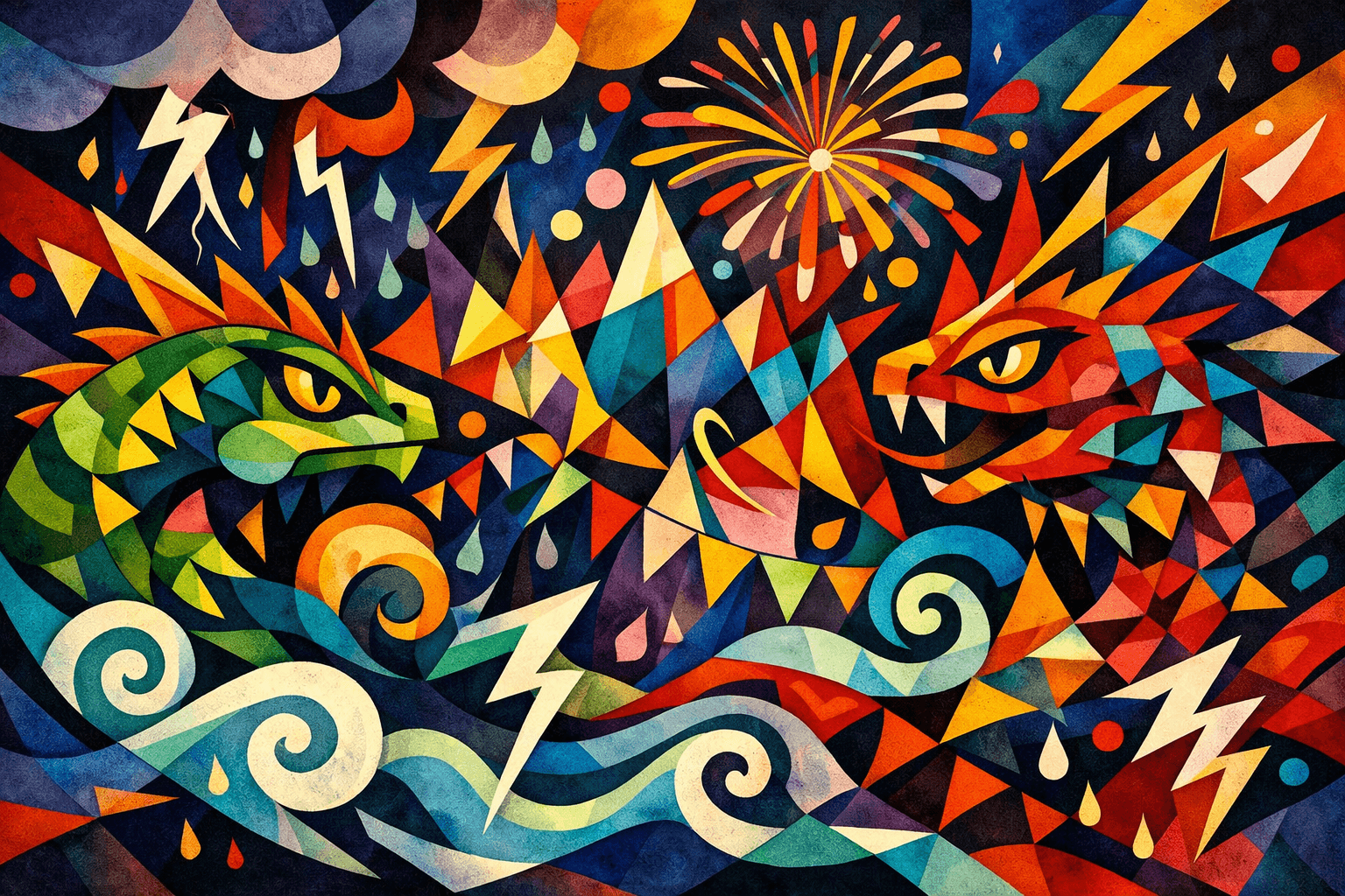 Abstract artwork for Festival Storms and Basilisks