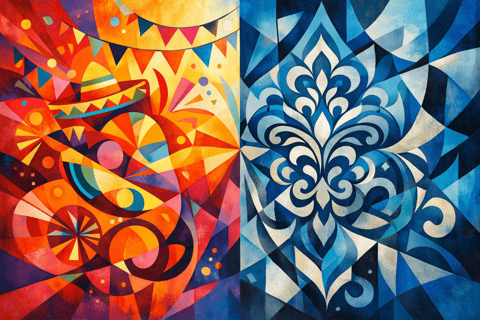Abstract artwork for Fiesta and Damask Resolve