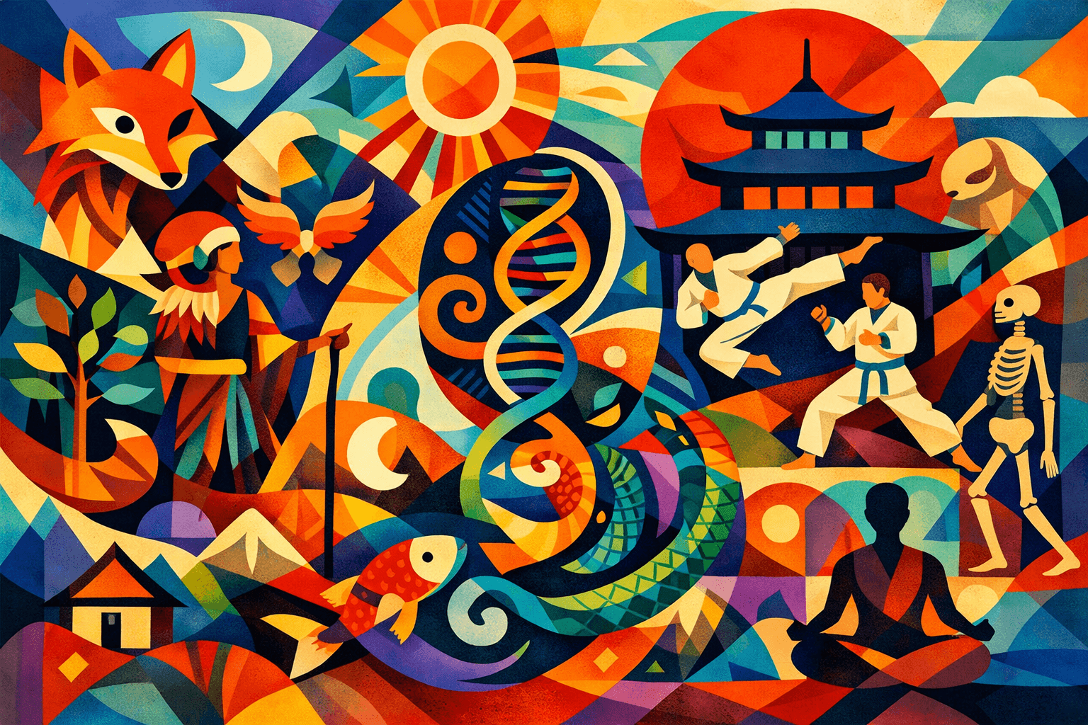 Abstract artwork for Folklore and Darwin’s Dojo