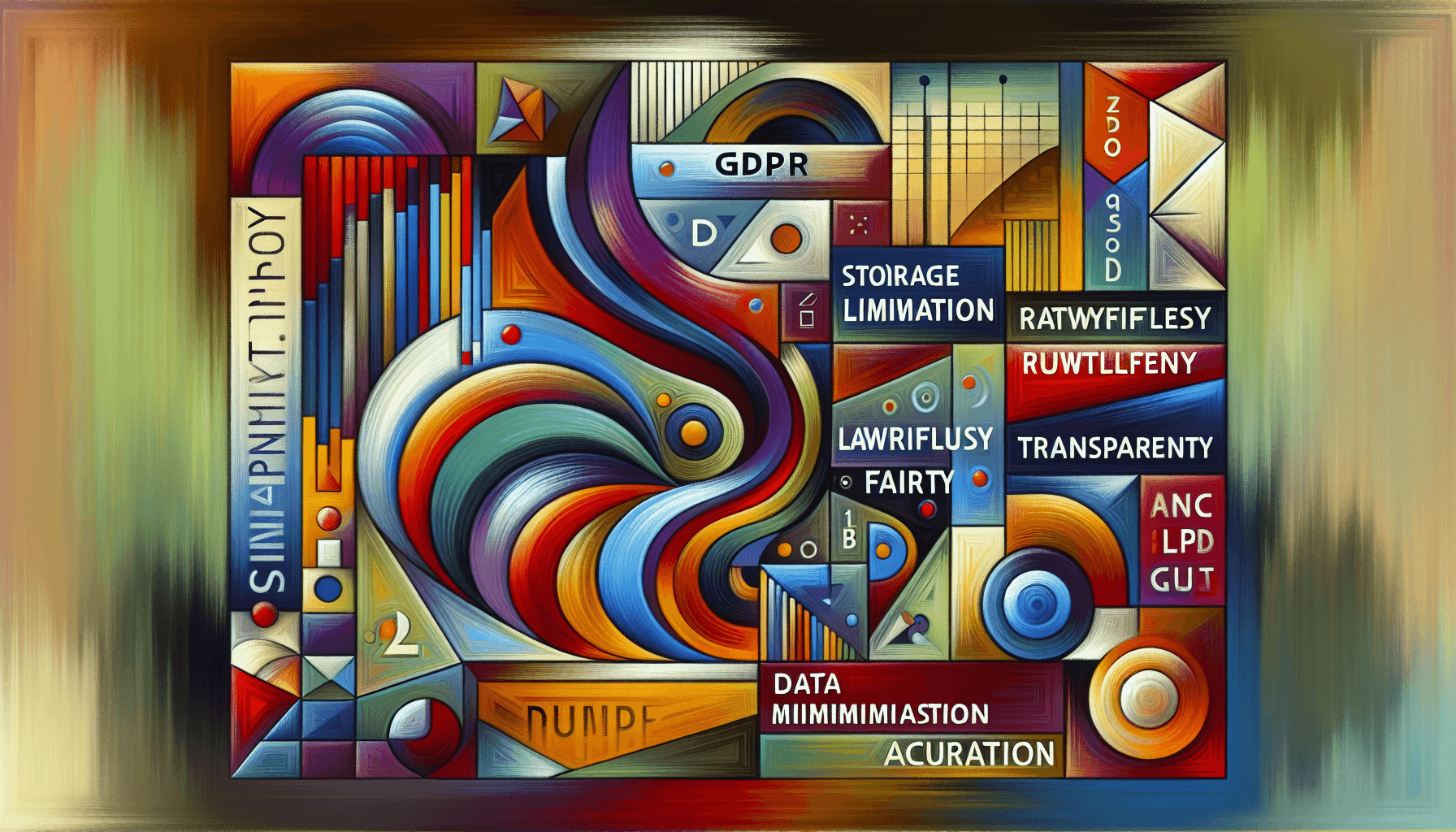 Abstract artwork for Gdpr storage limitation,awfulness,fairness and transparency,data minimisation and accurancy