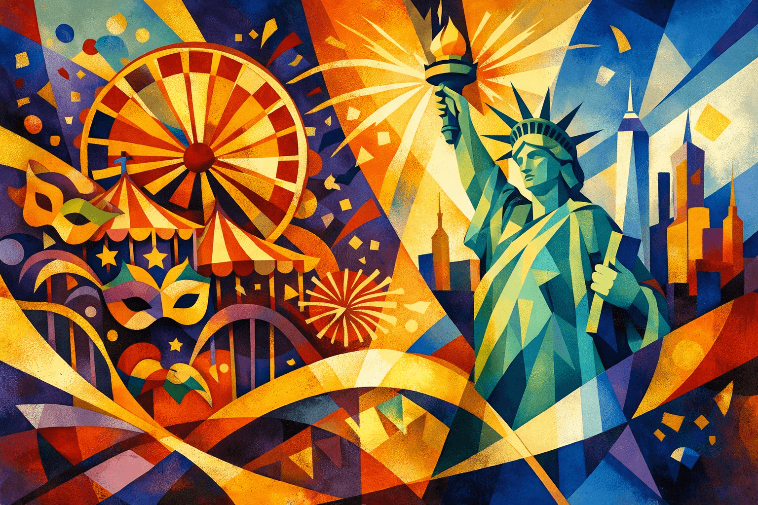 Abstract artwork for Gold Carnivals and Liberty