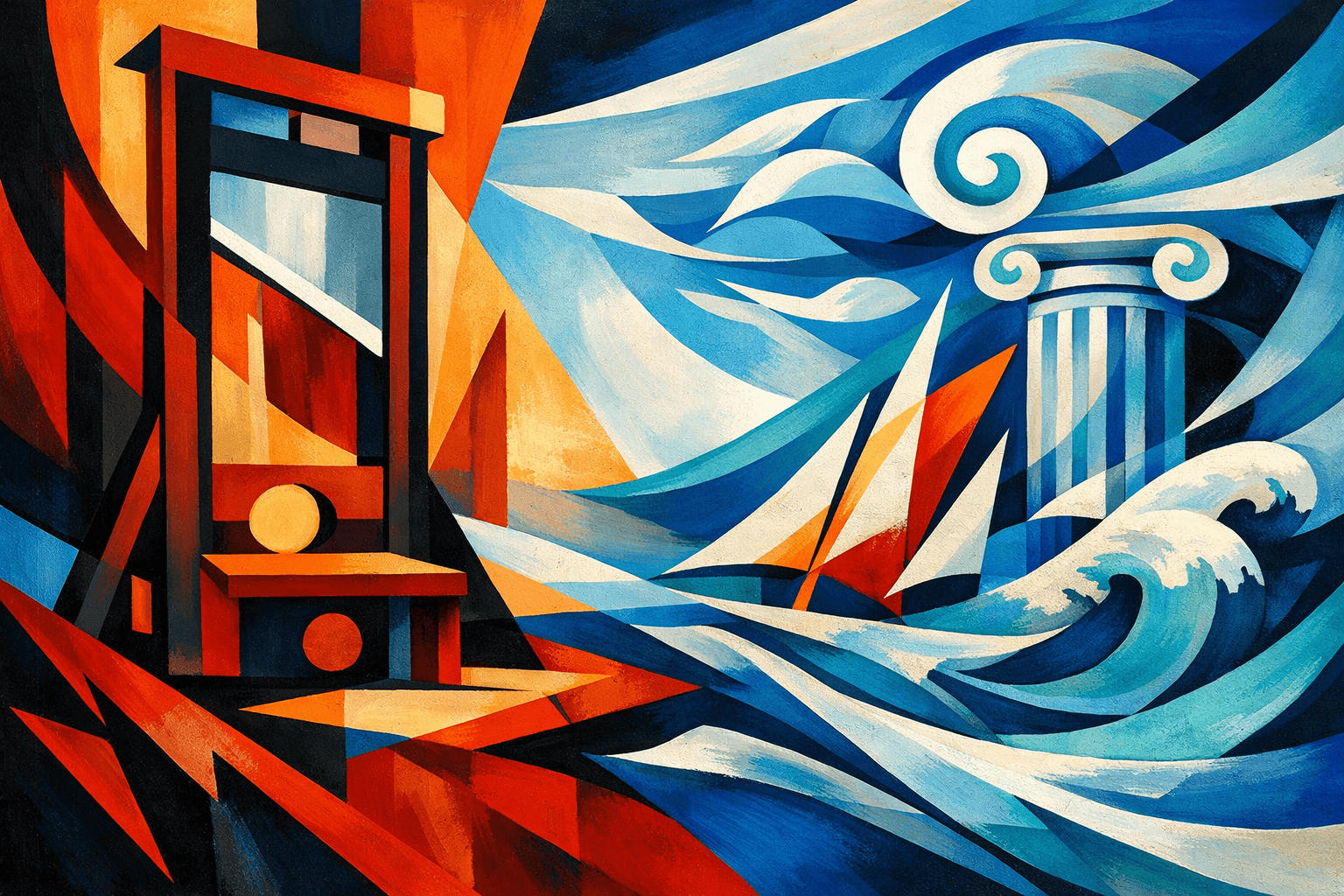 Abstract artwork for Guillotines and Greek Gales