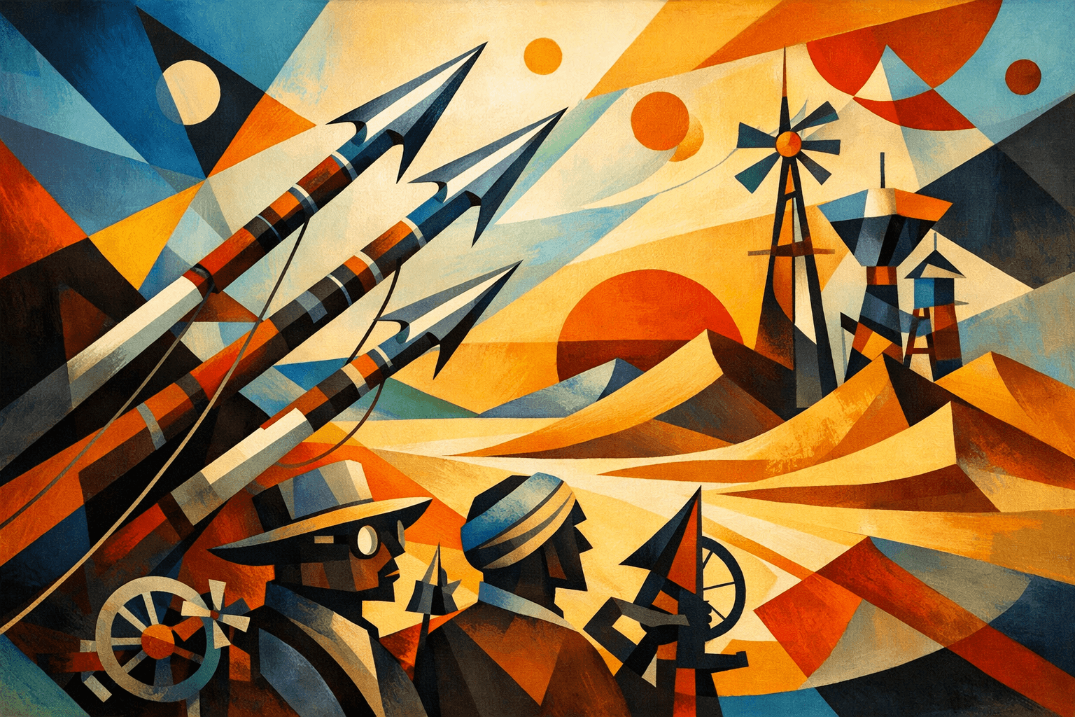 Abstract artwork for Harpoons and Desert Inventors