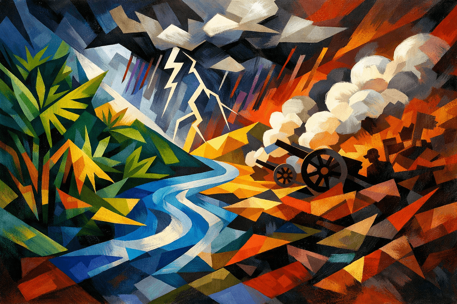Abstract artwork for Jungle Storms and Chickamauga