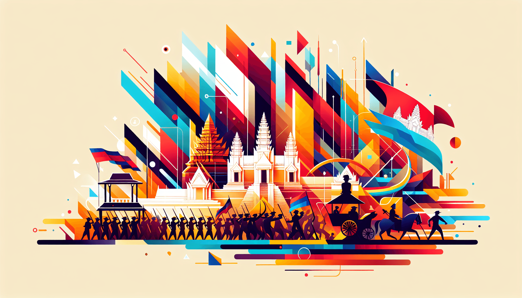 Abstract artwork for Khmer Rouge regime in Cambodia