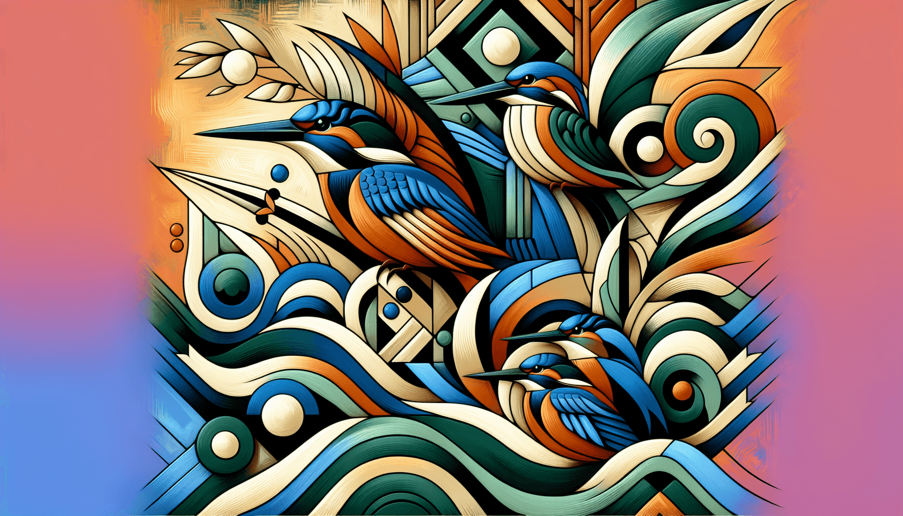Abstract artwork for Kingly Kingfishers and Crafty Carvings