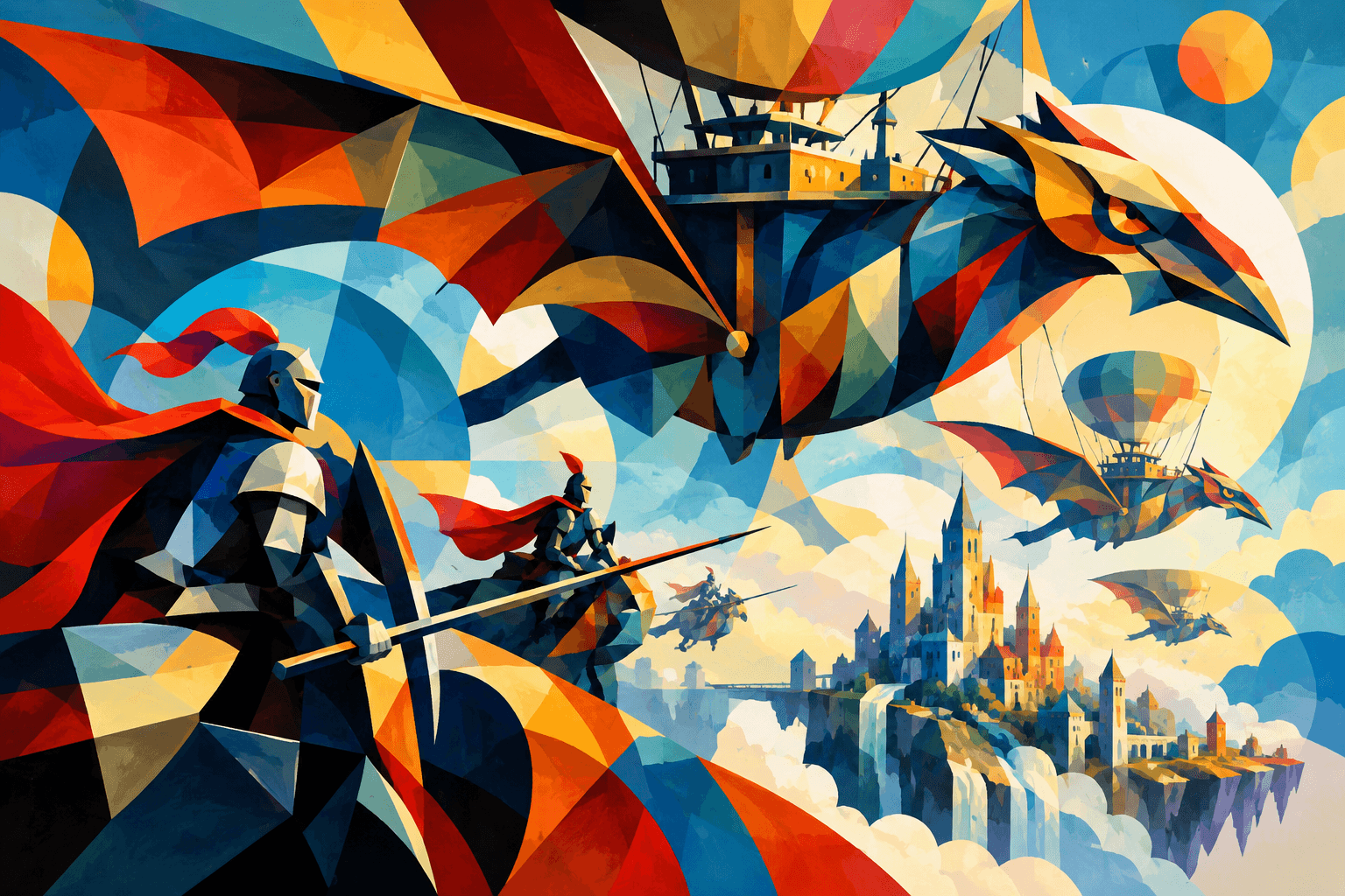 Abstract artwork for Knights and Airship Beasts