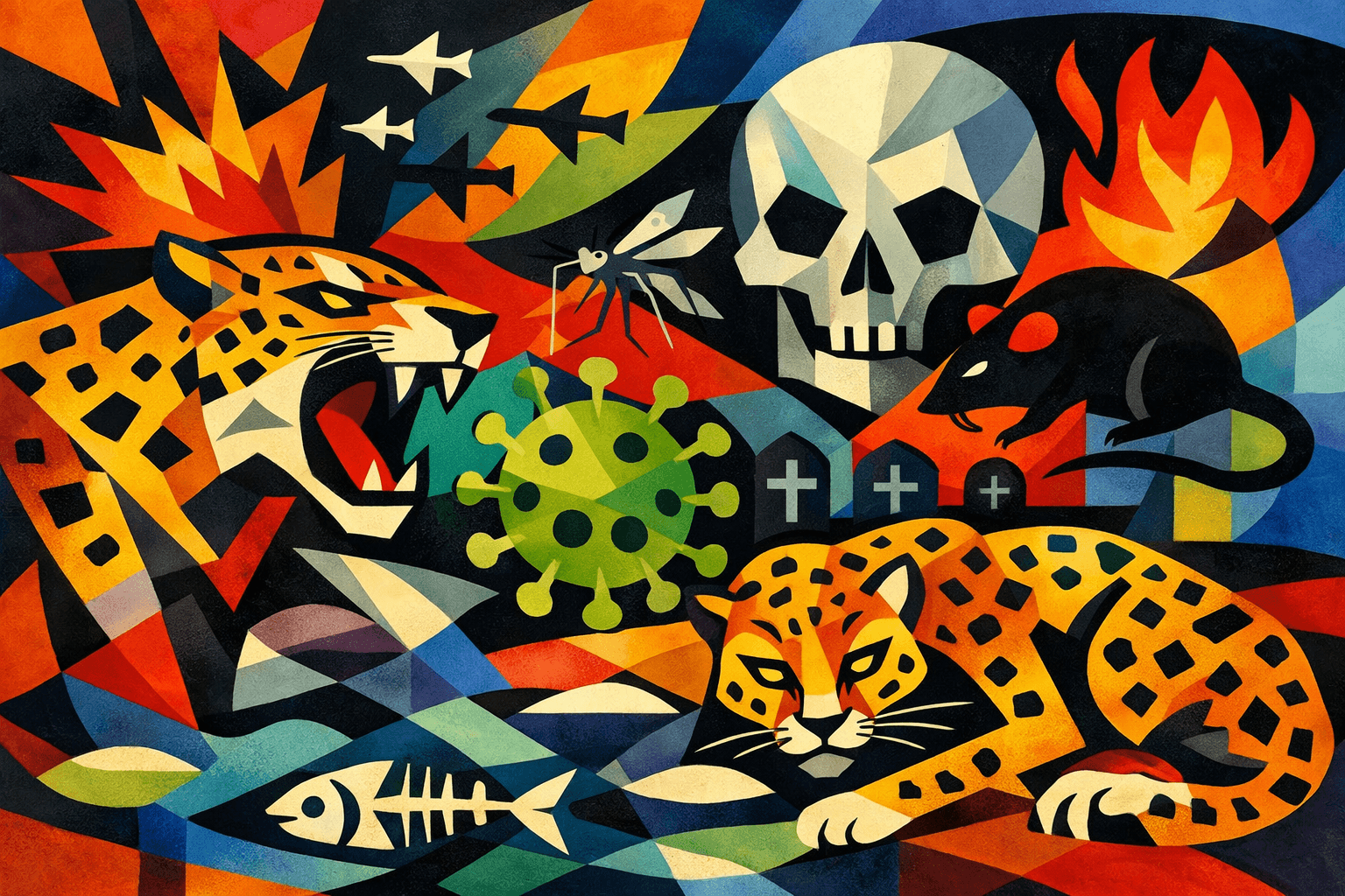 Abstract artwork for Leopards and Yugoslav Plagues