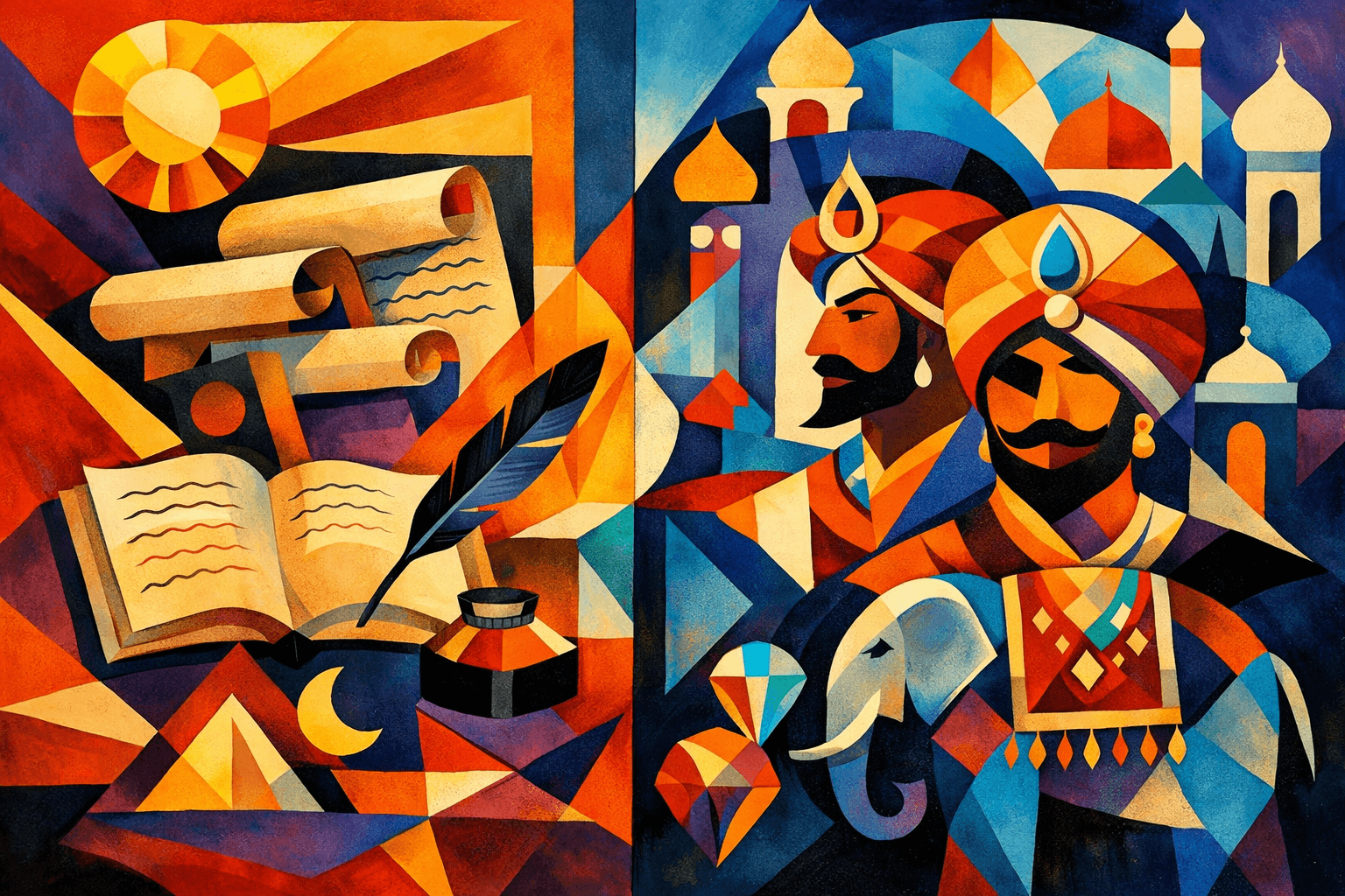 Abstract artwork for Manuscripts and Rajahs