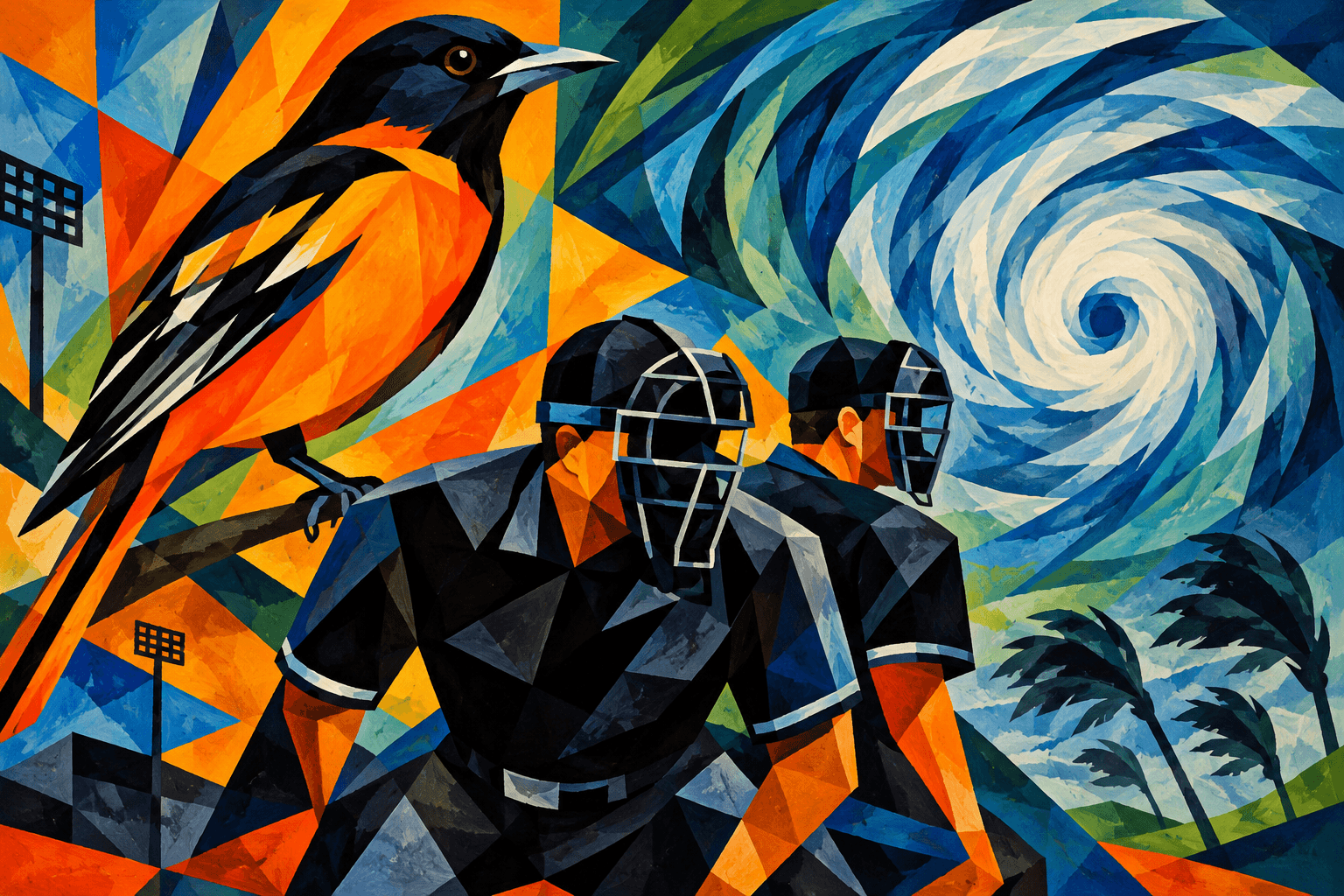 Abstract artwork for Oriole and Hurricane Umpires