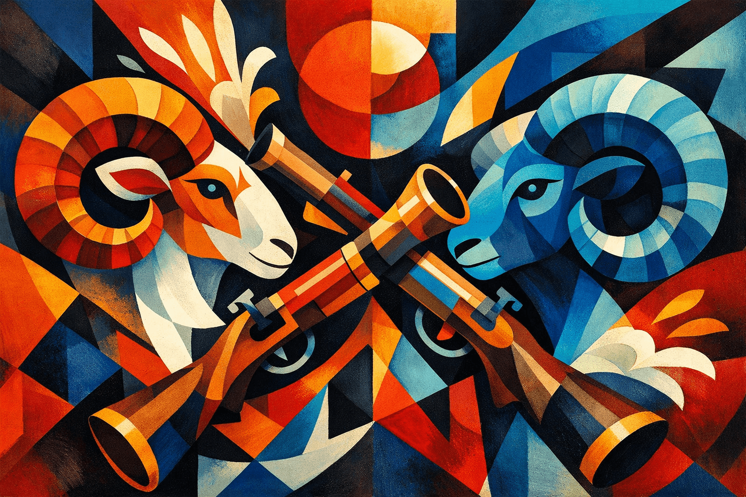 Abstract artwork for Rams and Blunderbusses