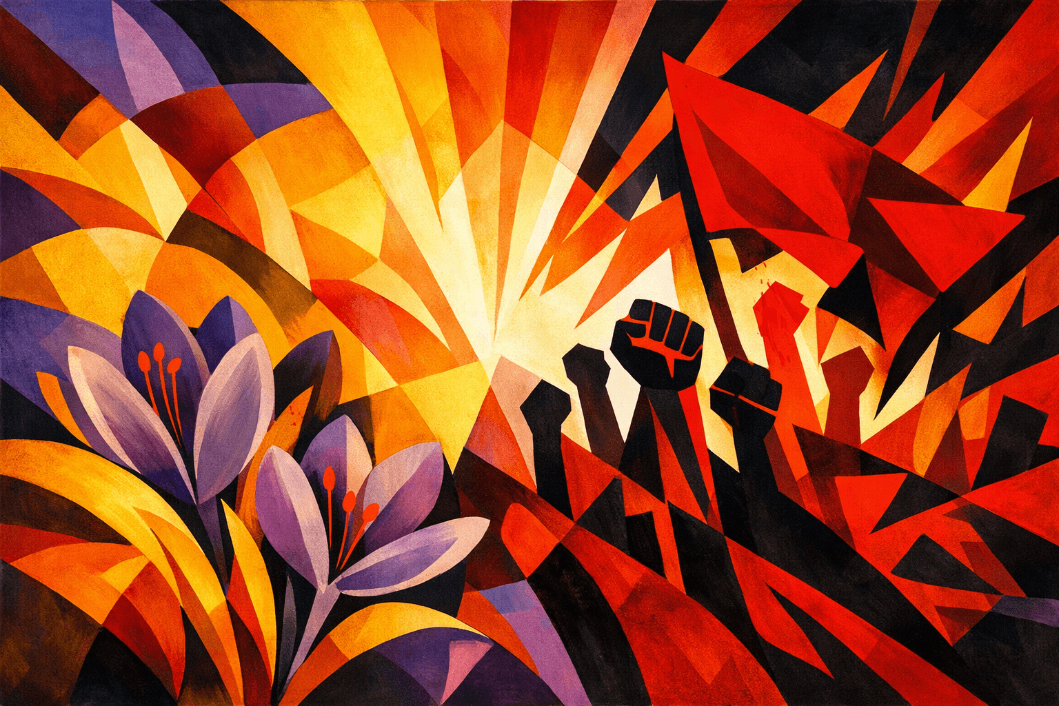 Abstract artwork for Saffron and Revolution