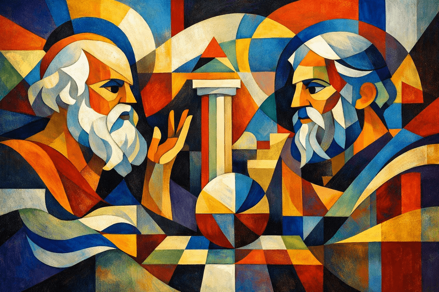 Abstract artwork for Socrates y platon. Basado en el libro de filosofía de anton p baron, editorial trigales 2017.