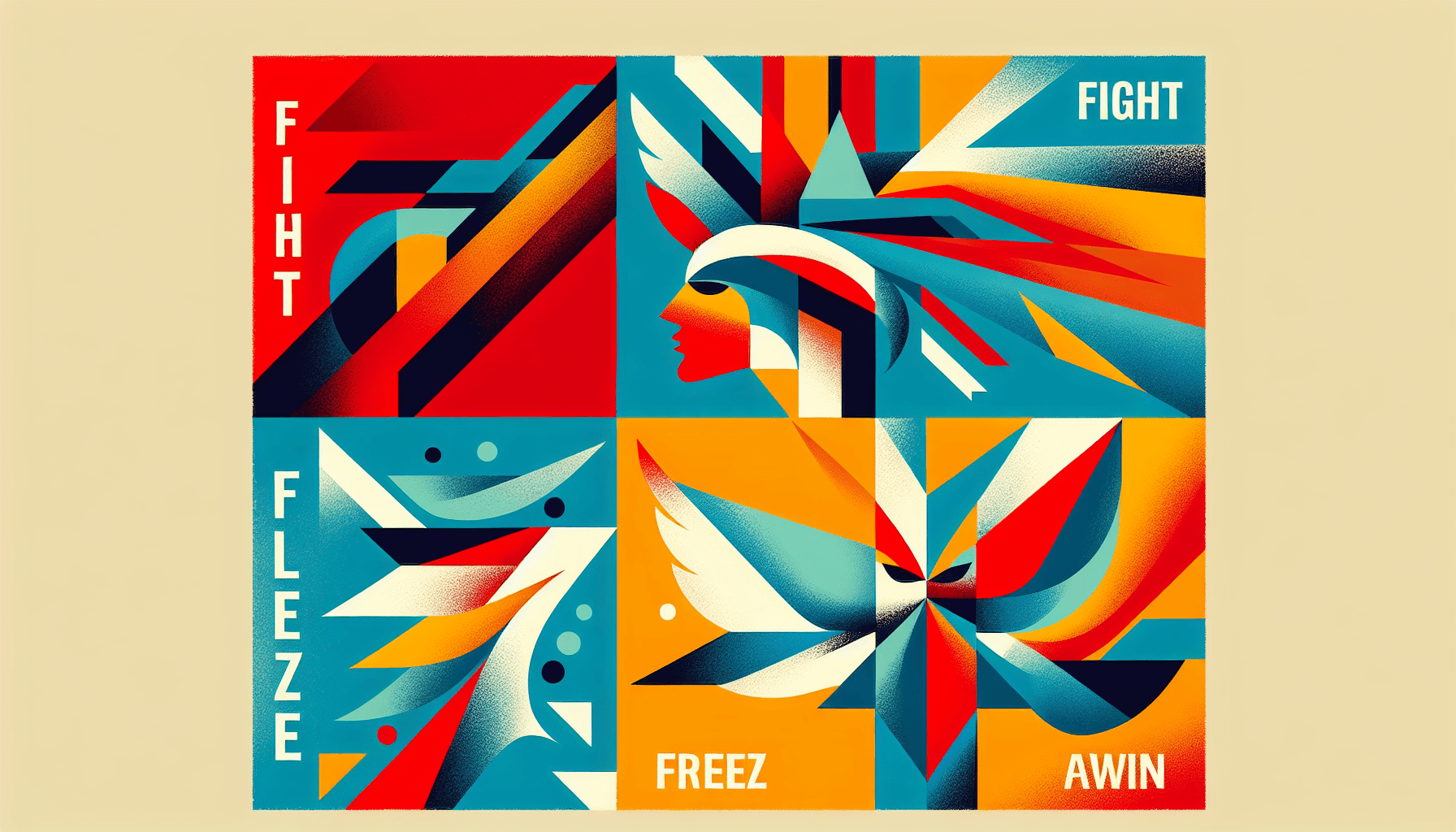 Abstract artwork for Trauma Responses: Fight, Flight, Freeze, Fawn