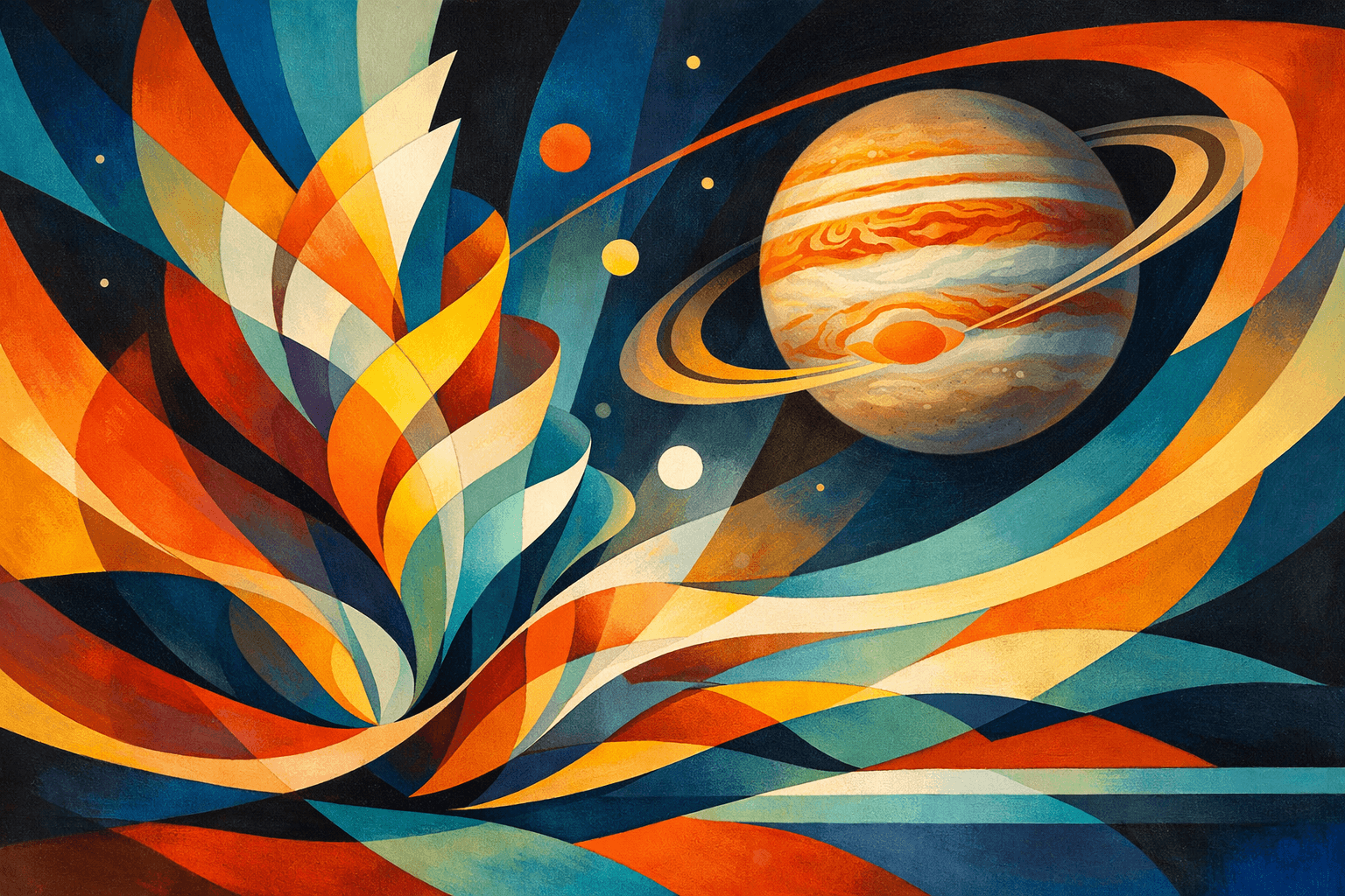 Abstract artwork for Unfurling and Jupiter
