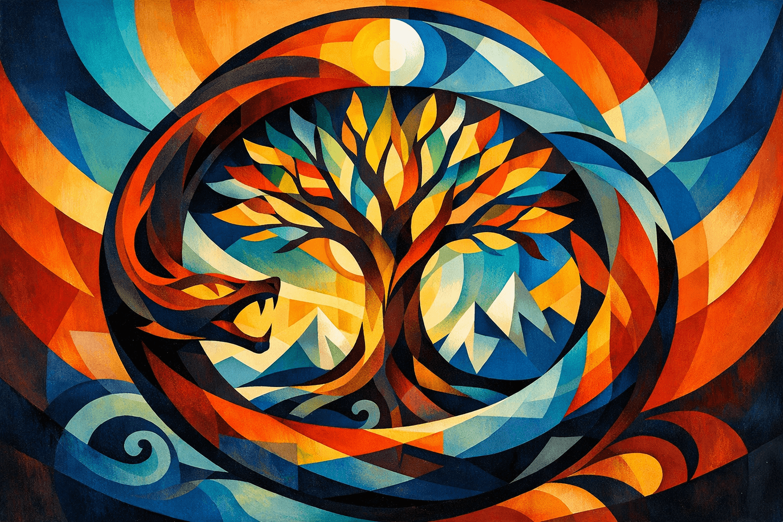 Abstract artwork for Yggdrasil and Yorning