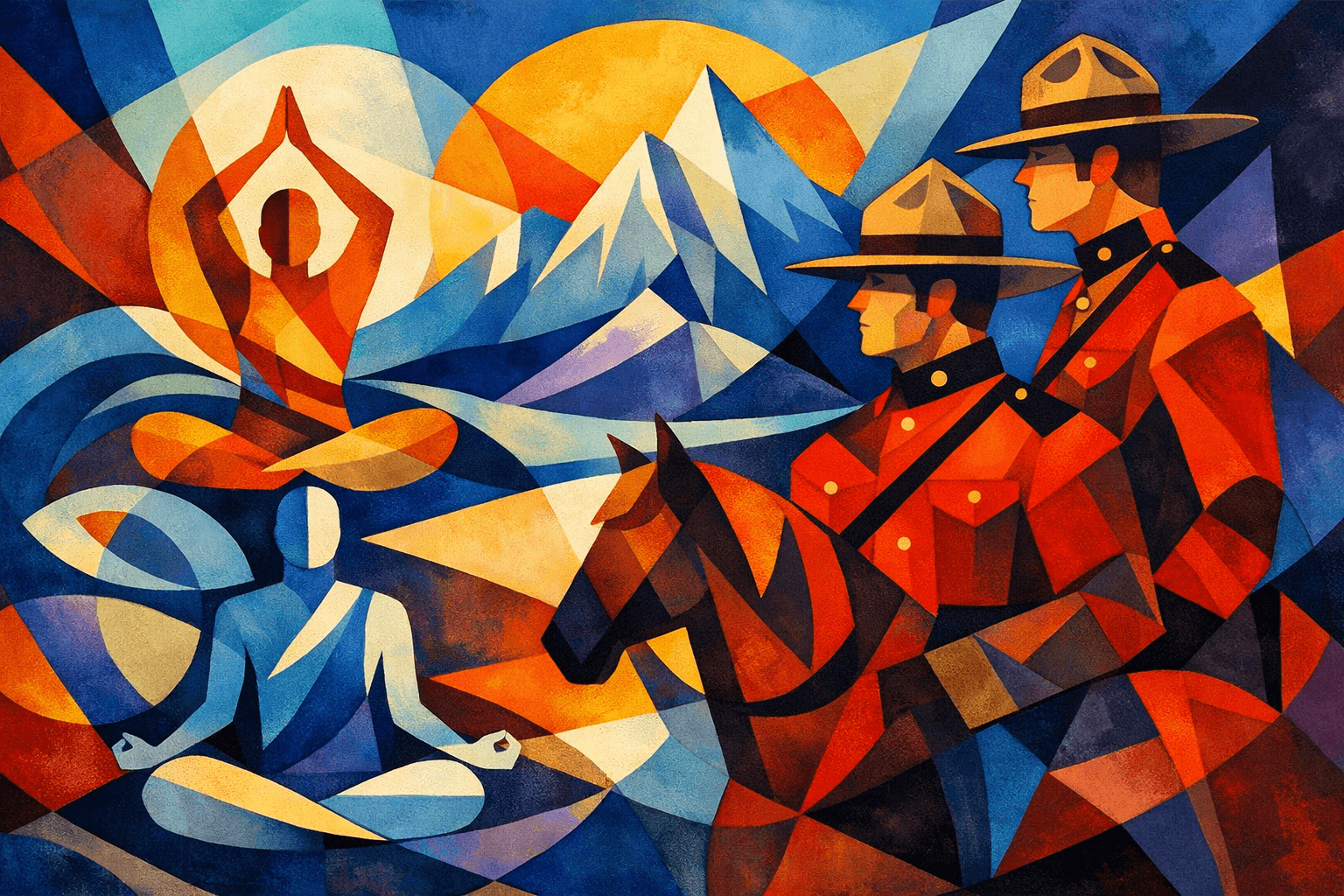 Abstract artwork for Yogis and Mounties