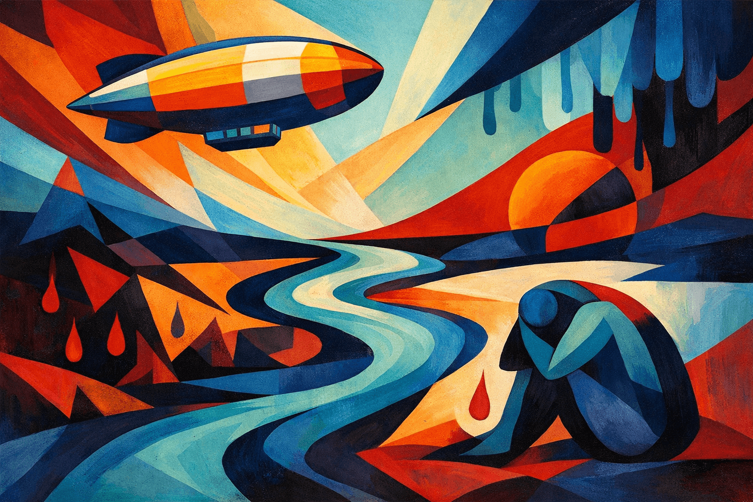 Abstract artwork for Zeppelin and River Grief